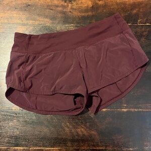 Lululemon Speed-Up Shorts in Maroon Size 4